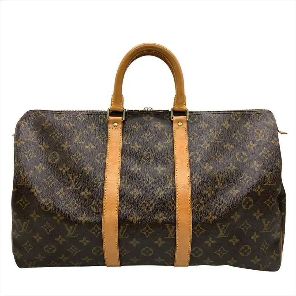 LOUIS VUITTON Brown Monogram Canvas Keepall 45 Boston Bag